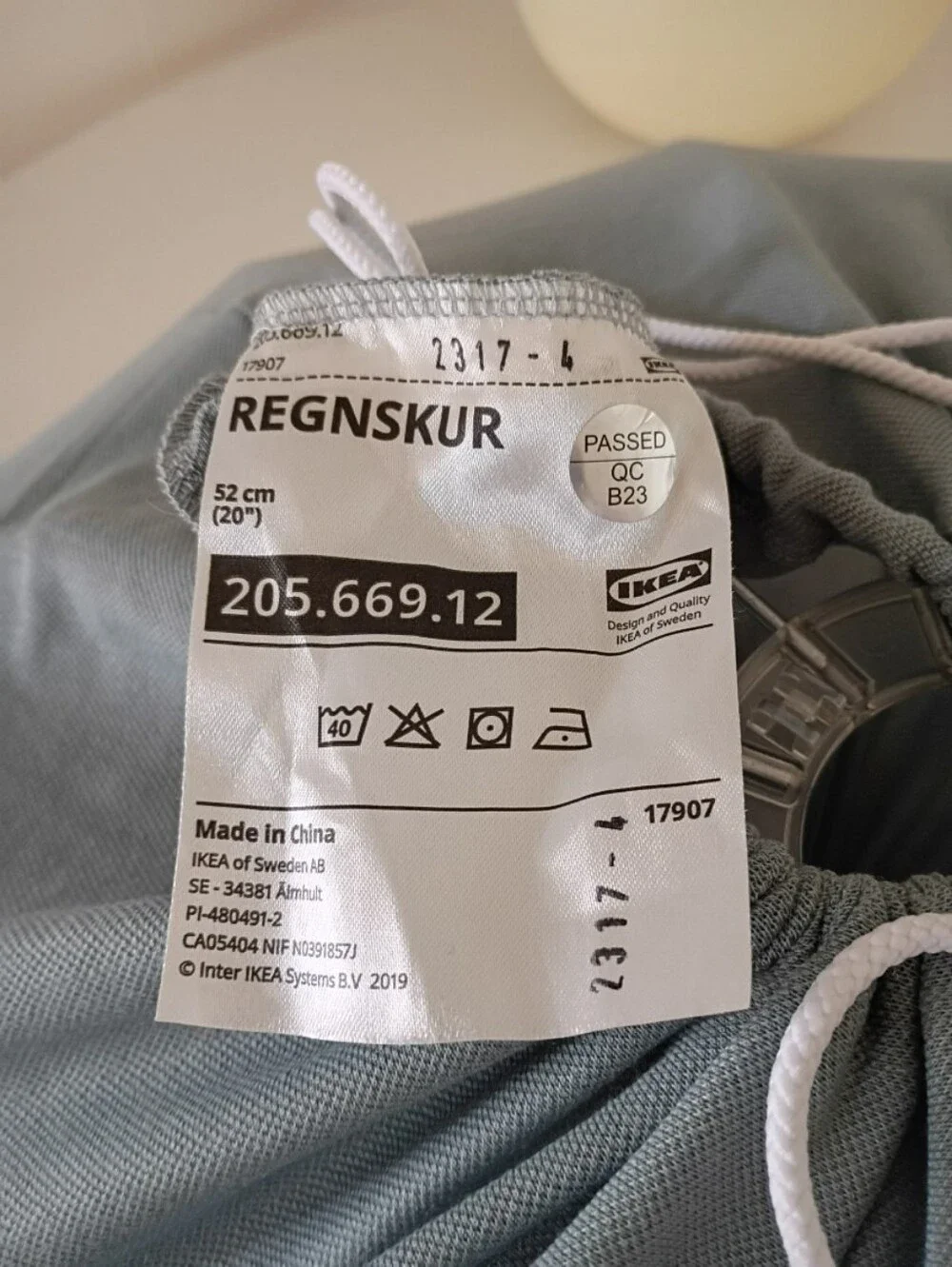 IKEA REGNSKUR Drawstring Pouf in Soft Sage Blue-Grey